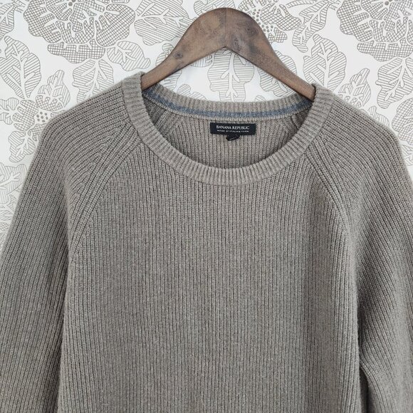 Banana Republic Merino wool Cashmere Crewneck Knit Sweater Men's XLT 9867 - Picture 3 of 8